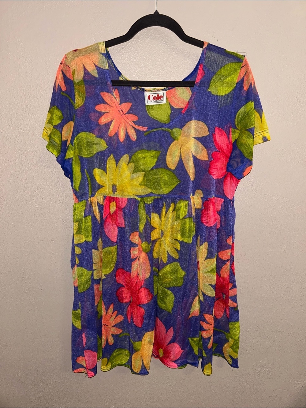 90s multicolor Floral Swim Coverup Tunic